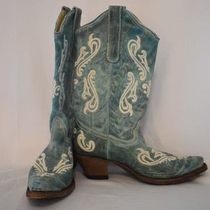 Turquoise Corral Cowboy Boots, Size 9